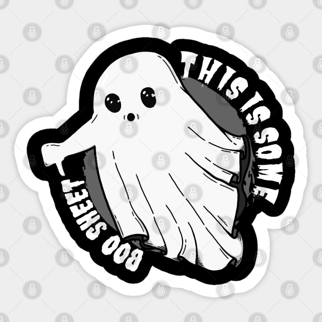 This is some boo sheet - Funny Halloween Design Sticker by Qaffeinity